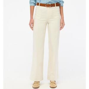 J.Crew Tall Lizzie High-Rise Patch Pocket Wide-Leg Pant Sz 26T Cream Linen Blend